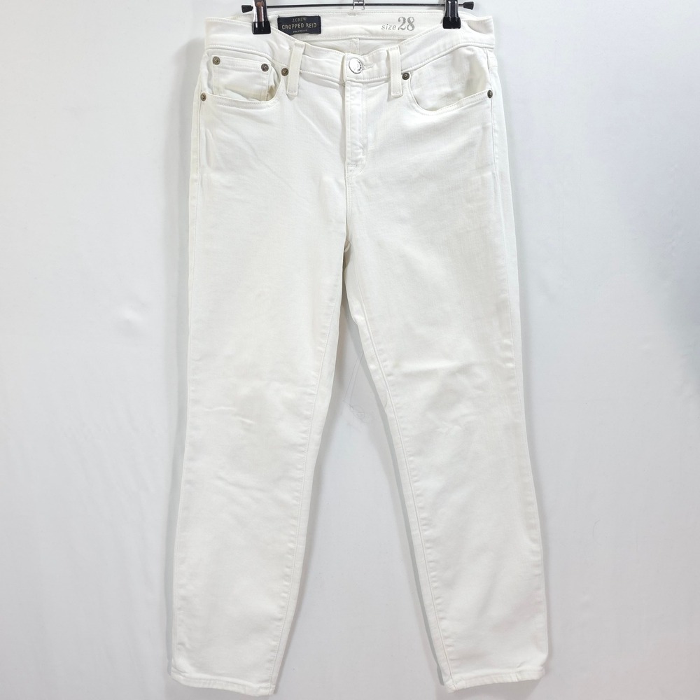 J.Crew Cropped Reid White Jeans Women 28‎ Stretch Coastal Minimalist Casual Chic